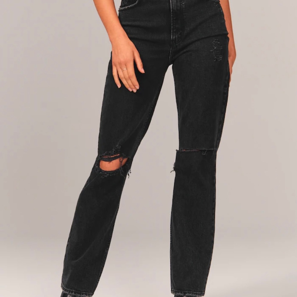 NEW | ABERCROMBIE & FITCH | CURVE LOVE ULTRA HIGH RISE BLACK JEANS | SIZE 24
